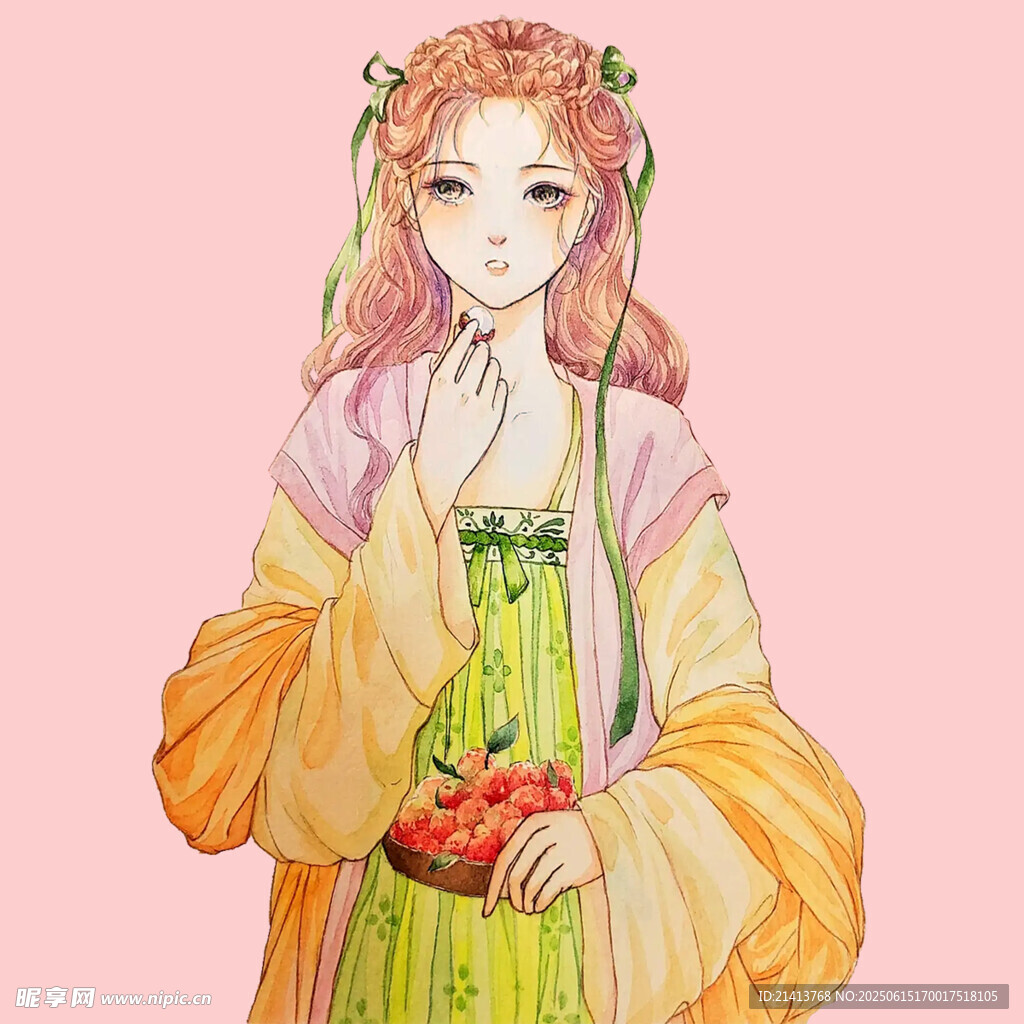古風少女手持鮮果