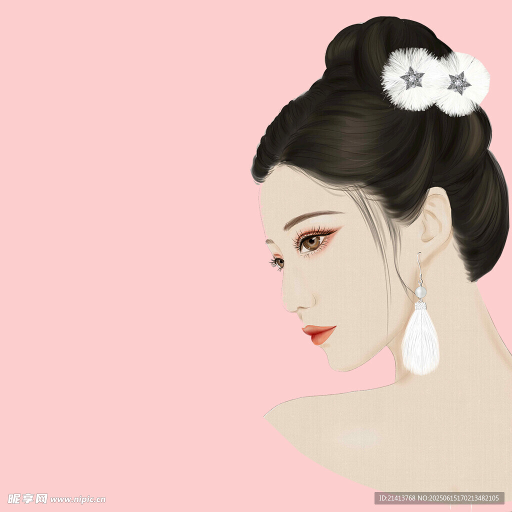 古風發髻女子側顏