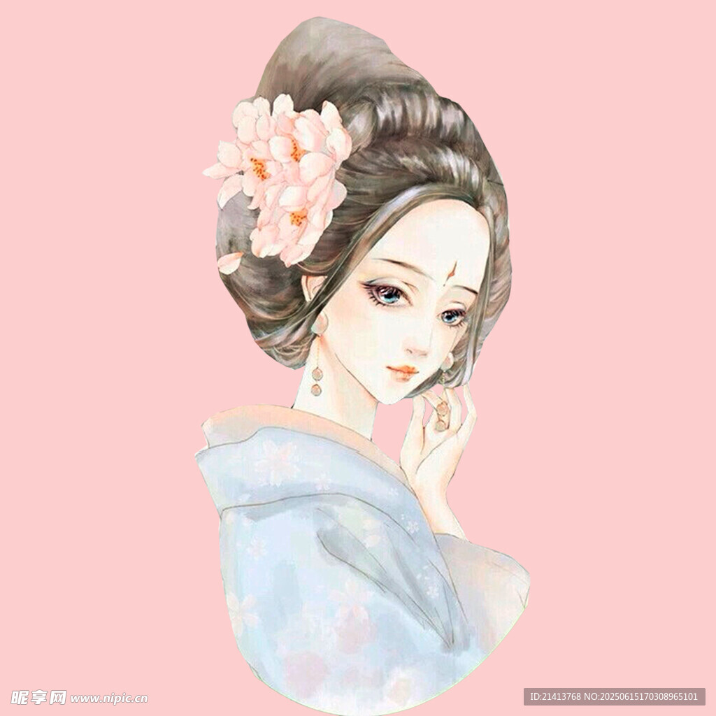 古風發髻女子插畫