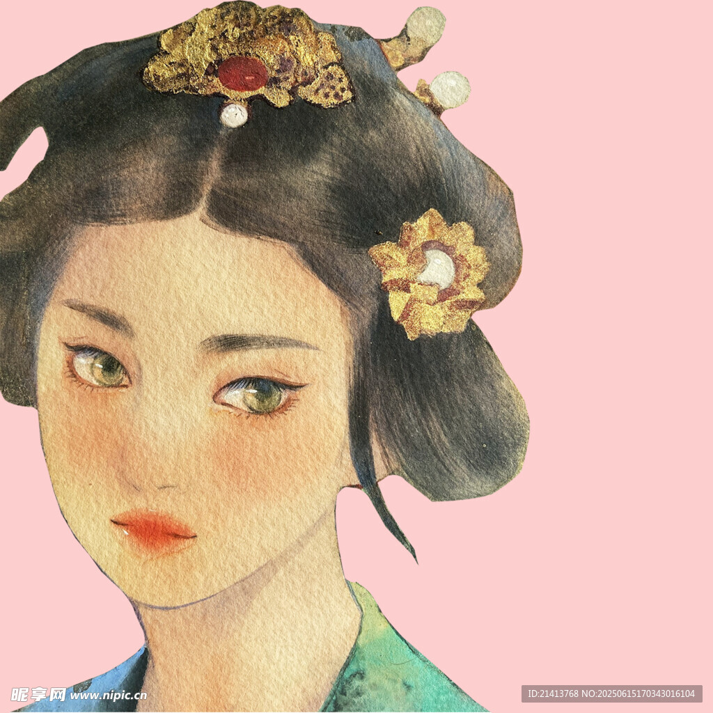 古風發髻女子畫像