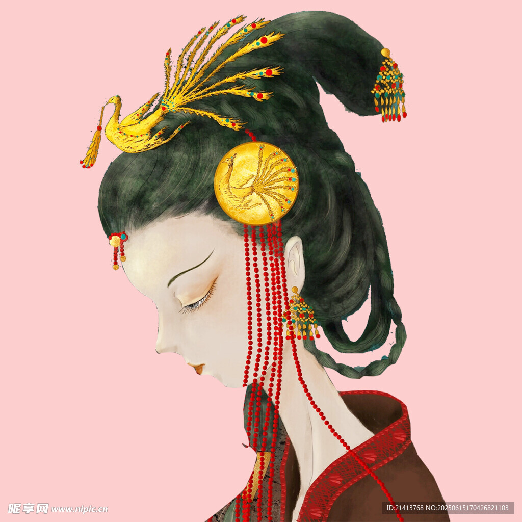 古風女子華麗頭飾造型