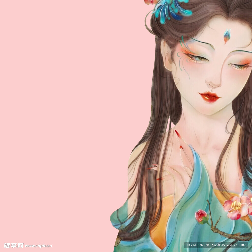 古風優雅持花古典美人