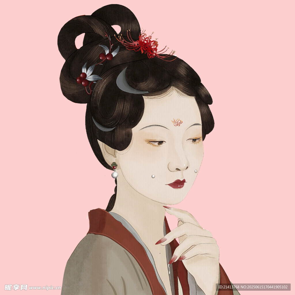 古典發髻女子優雅側影