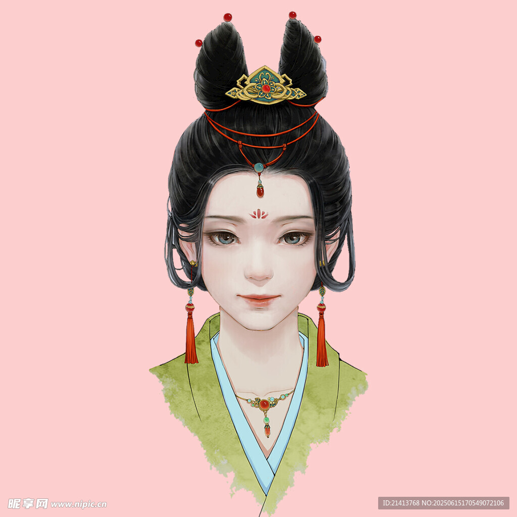 古風(fēng)女子發(fā)髻造型頭像