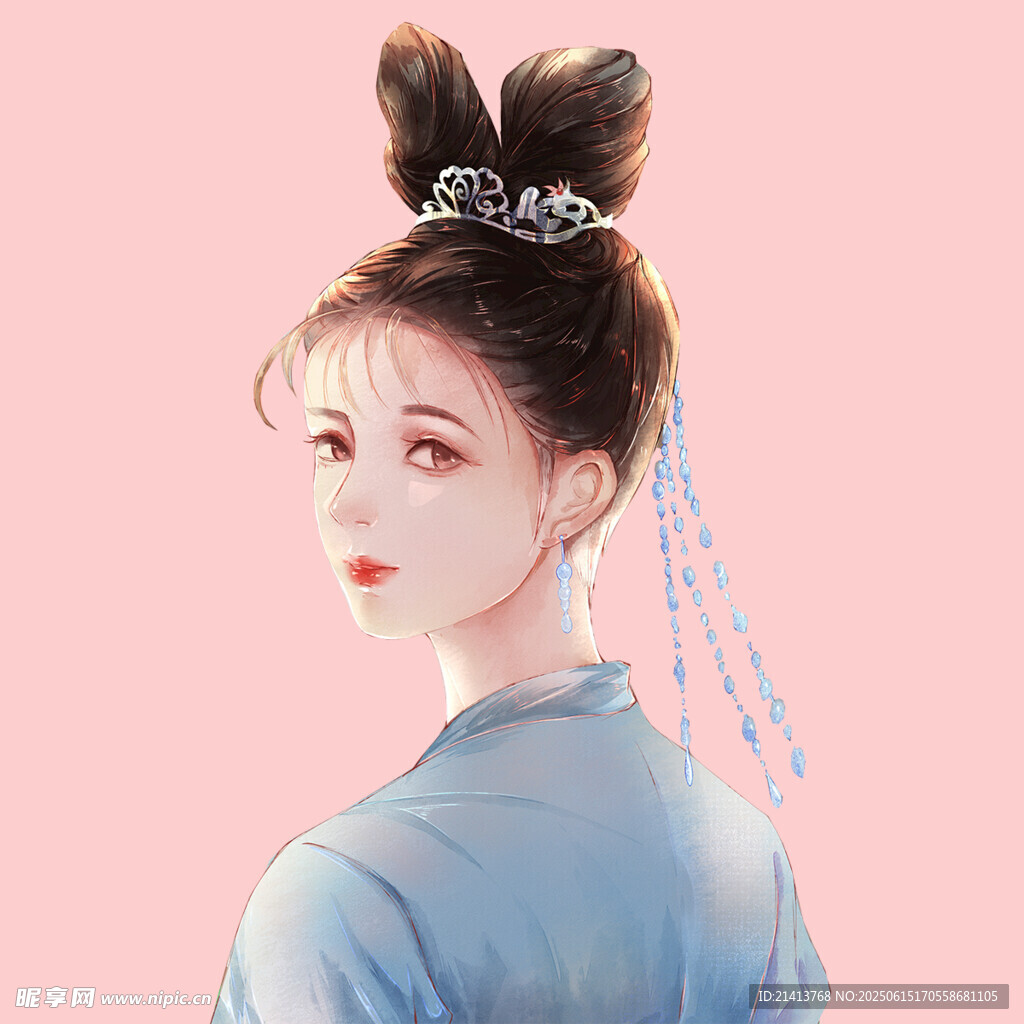 古風發髻少女  溫婉動人