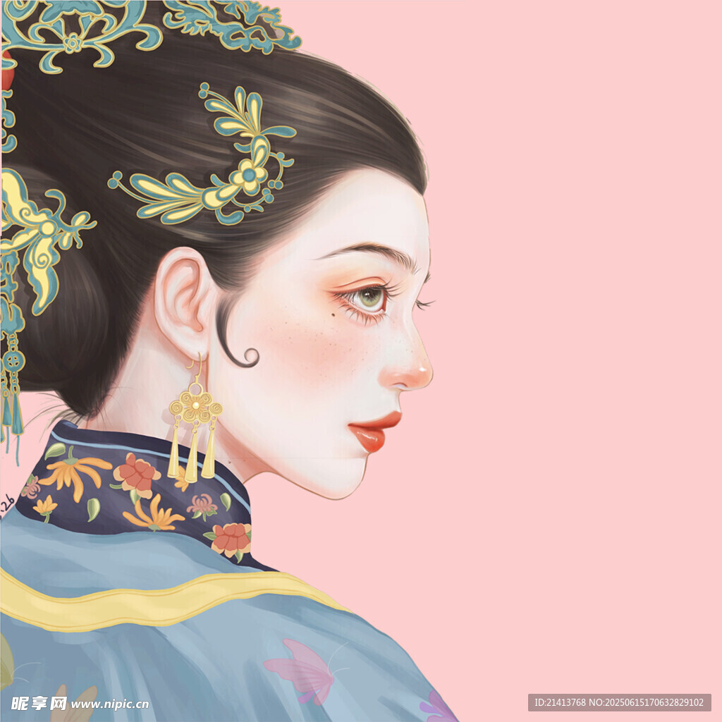 古典佳人側顏 盡顯東方韻味