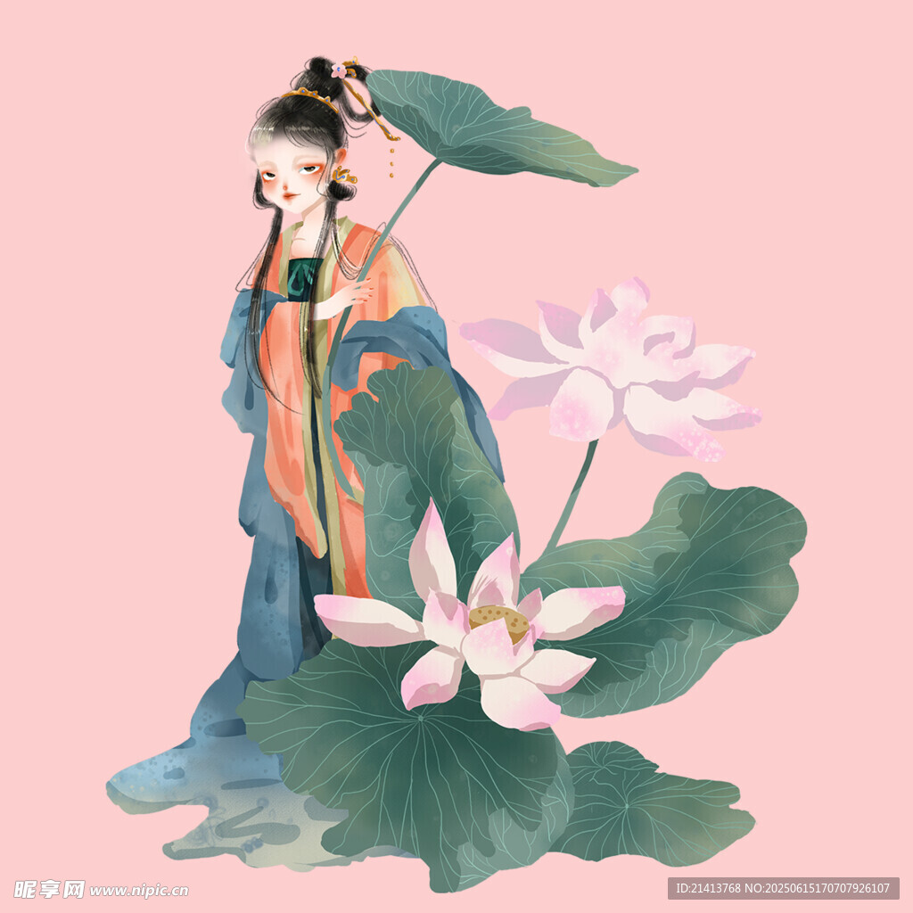 古風持傘荷花仙子