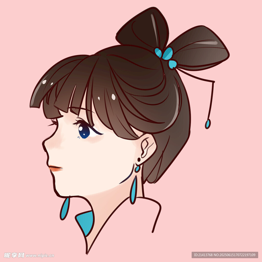 古風發(fā)髻少女側(cè)顏