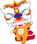 可愛卡通舞獅小孩形象