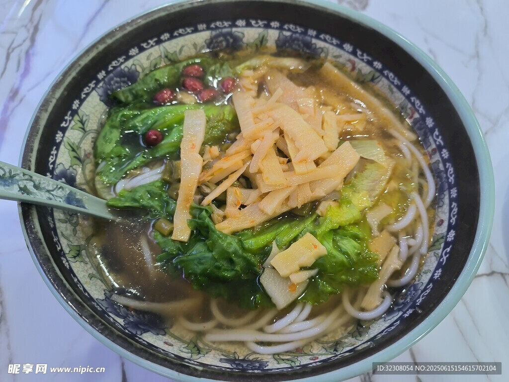 美味蔬菜肉絲湯面
