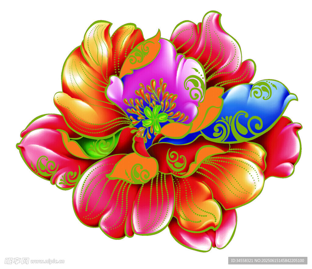 多彩絢麗花卉圖案