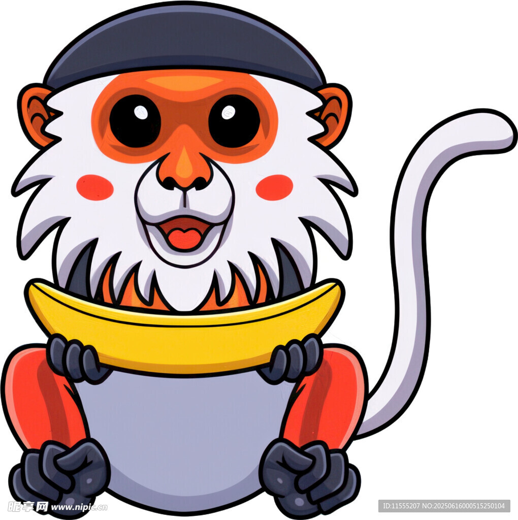 可愛(ài)猴子抱香蕉卡通形象