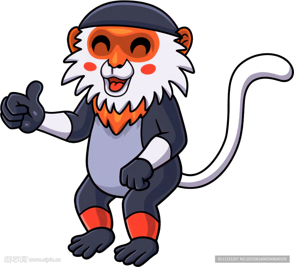 可愛卡通猴子豎大拇指