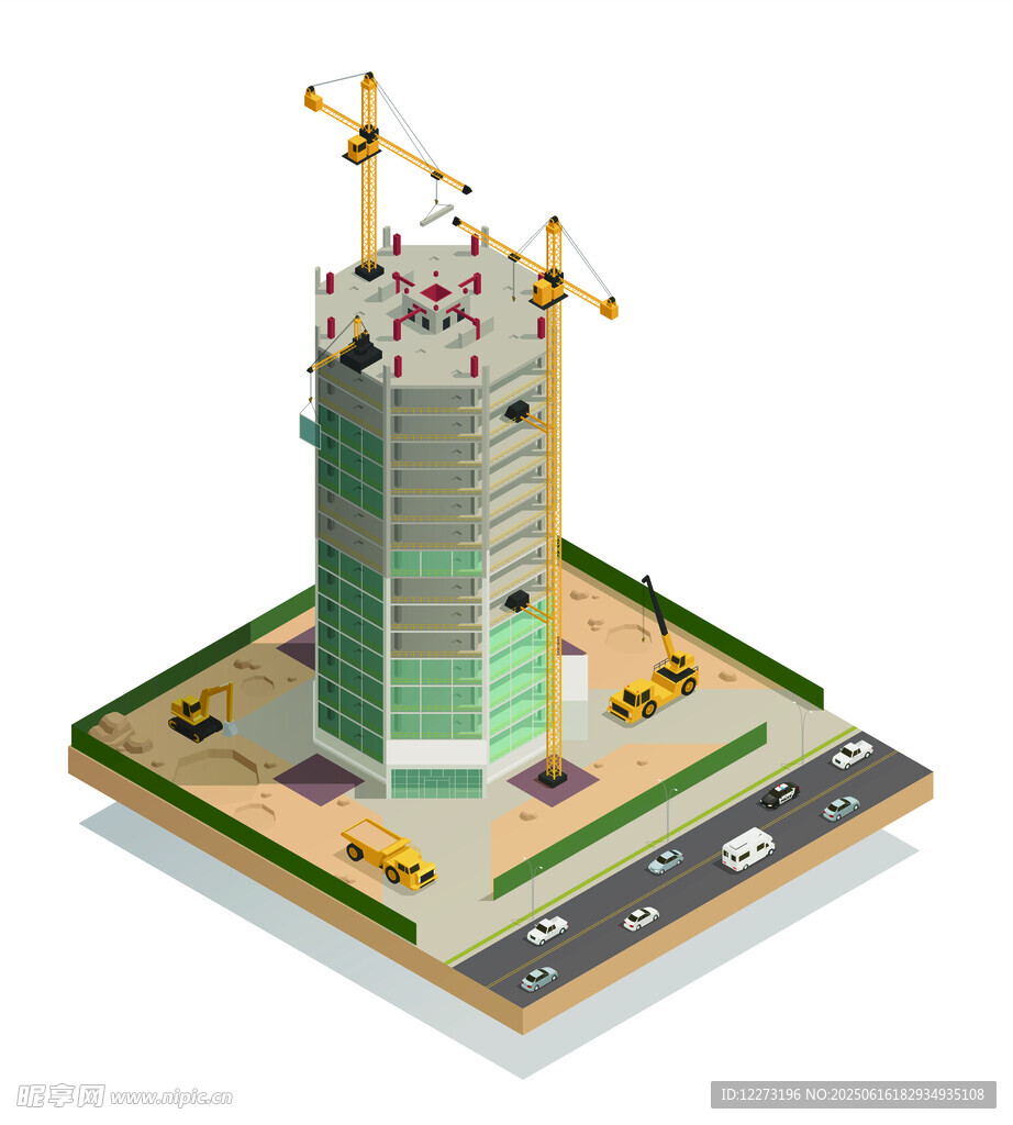 高樓建設中的立體場景