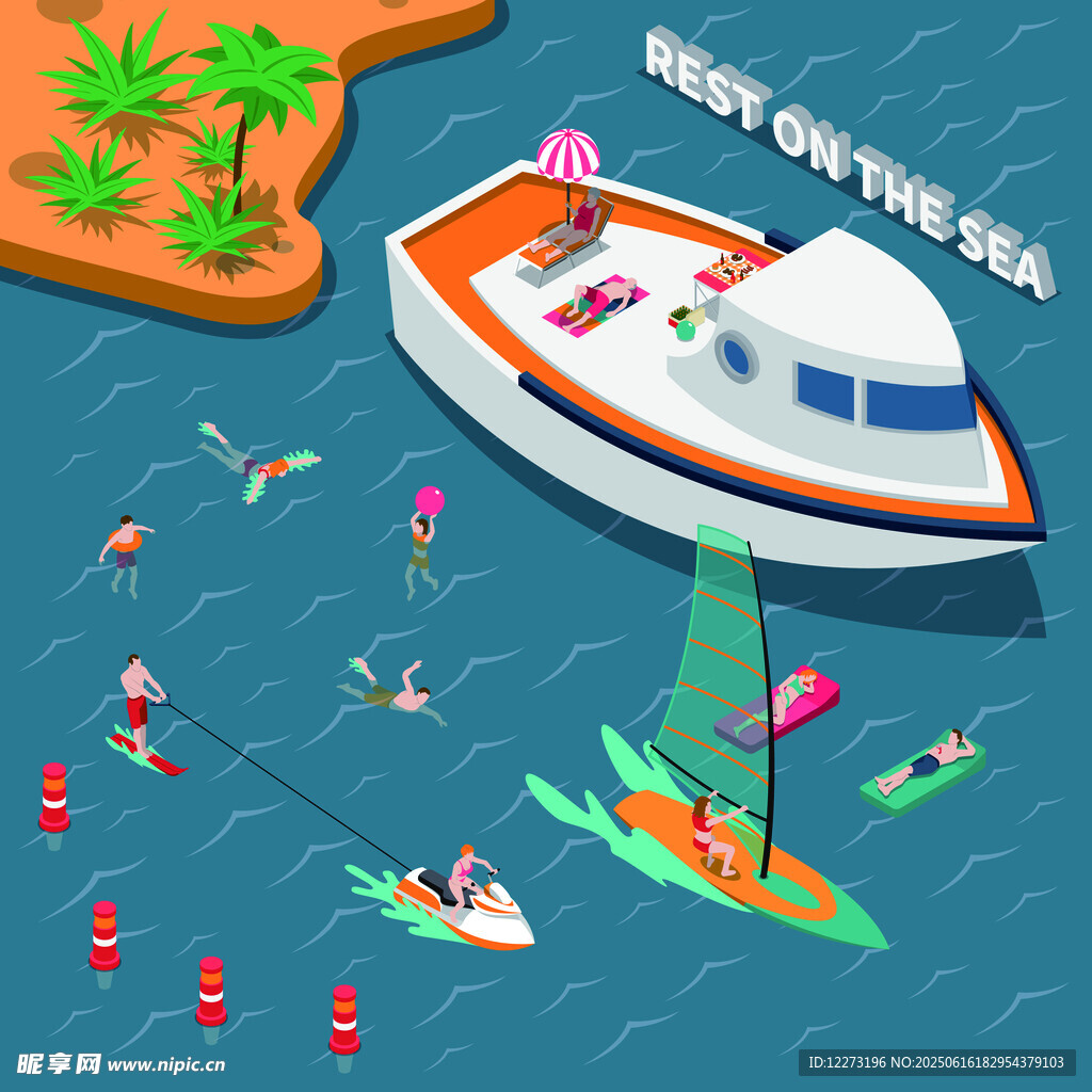 海上游艇與水上運動場景