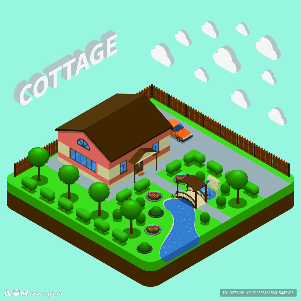 鄉村小屋的清新景觀
