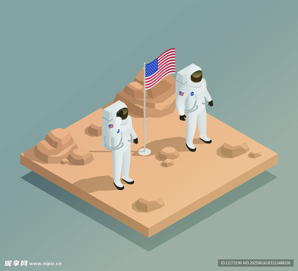宇航員在火星插旗場景
