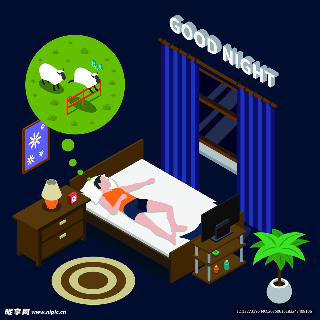 溫馨臥室入眠場景