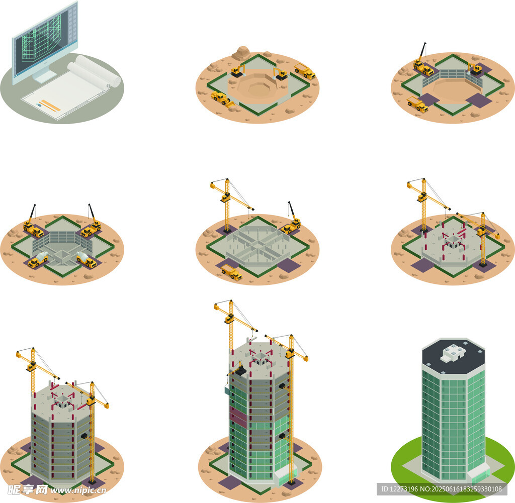 多樣建筑施工3D模型展示