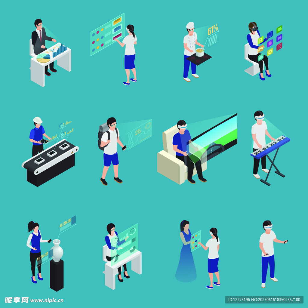 多樣辦公場景人物插畫