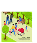 公園中的家庭漫步時光