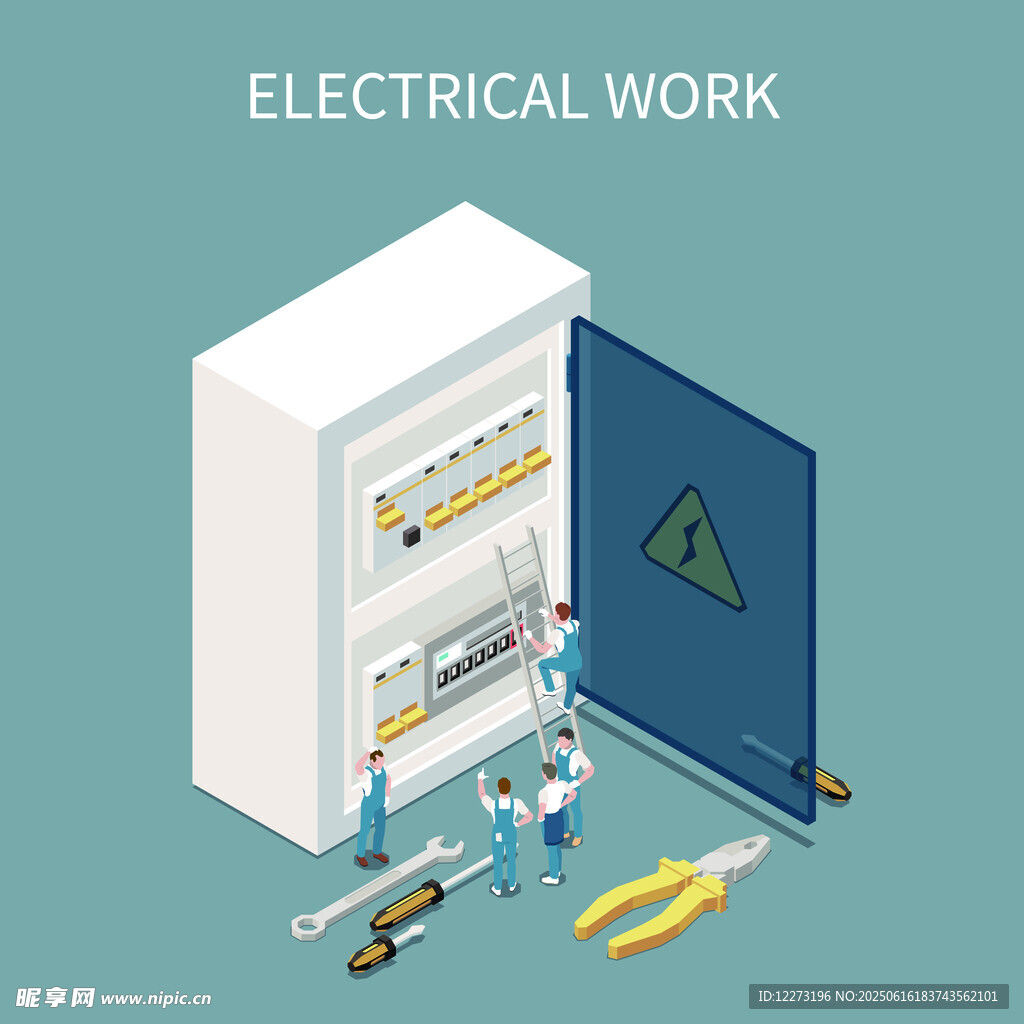電工作業中的配電柜場景