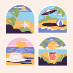 夏日海濱度假插畫元素