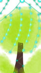 夢幻綠色樹掛藍色串燈