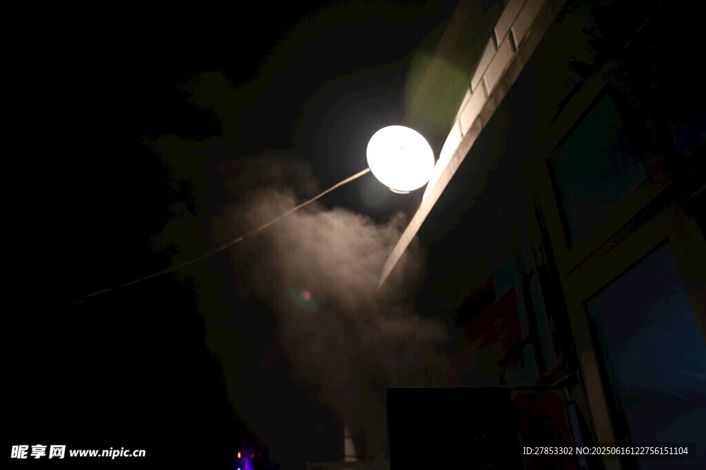 夜晚燈下飛舞的細密塵埃
