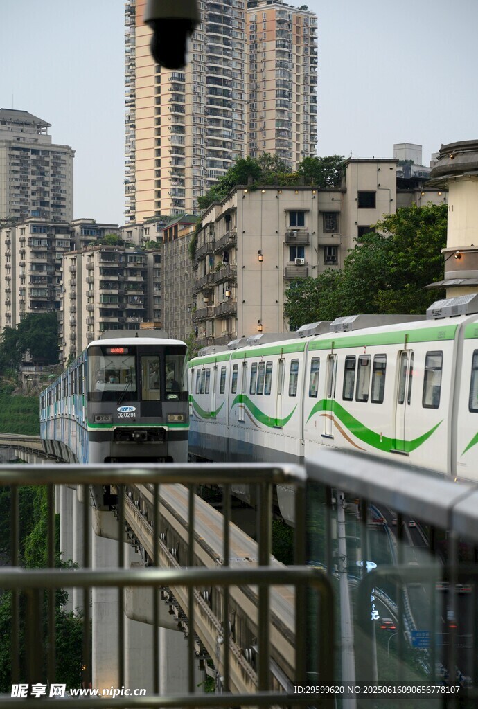 城市中行駛的特色輕軌列車