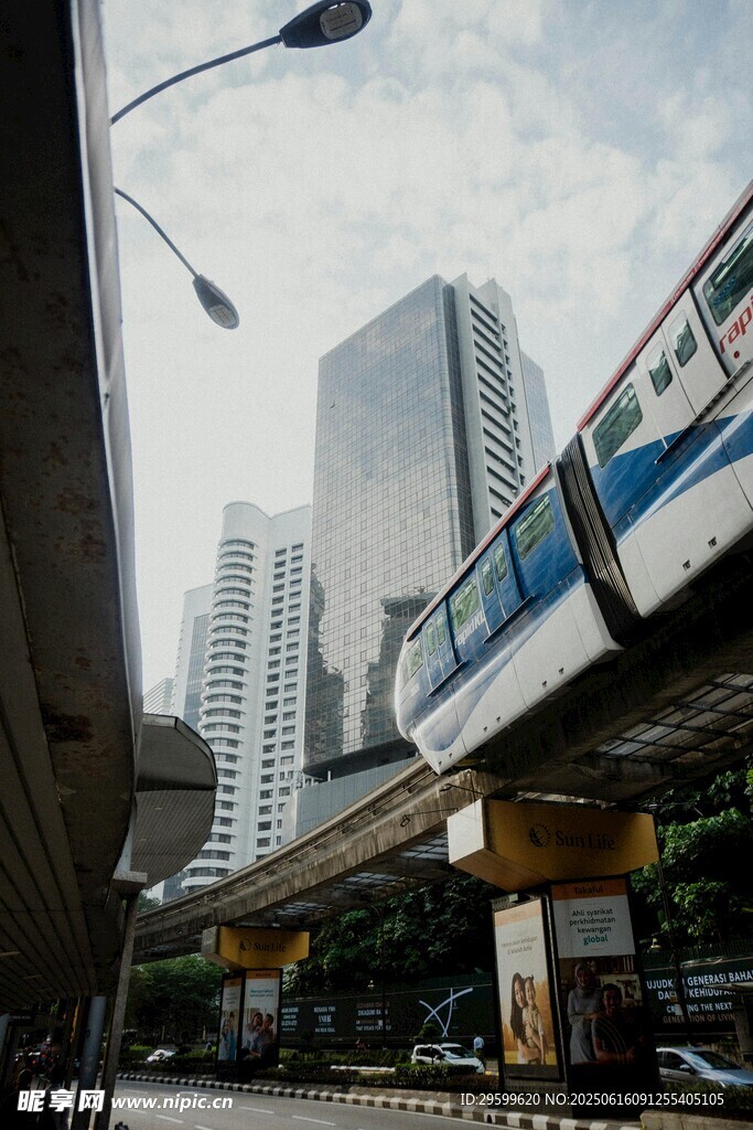 城市高架橋與摩天大樓景觀