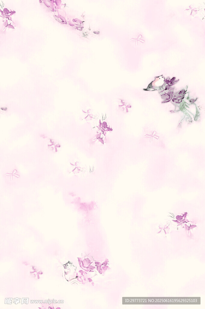 夢(mèng)幻粉色花卉水彩背景圖