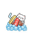 貓咪愜意躺于冰塊與桶旁