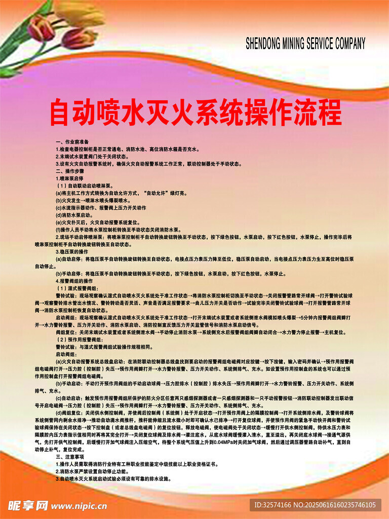 自動噴水滅火系統操作流程