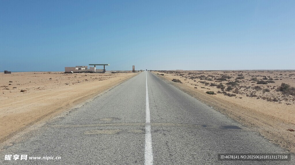 沙漠中延伸的空曠公路