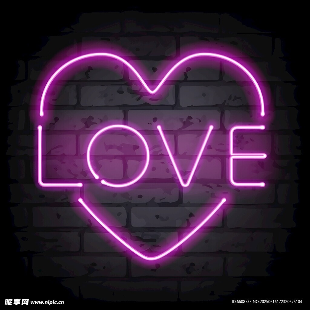 粉色愛心LOVE霓虹燈