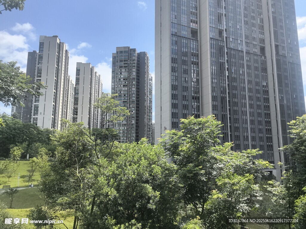 城市高樓與綠意景觀
