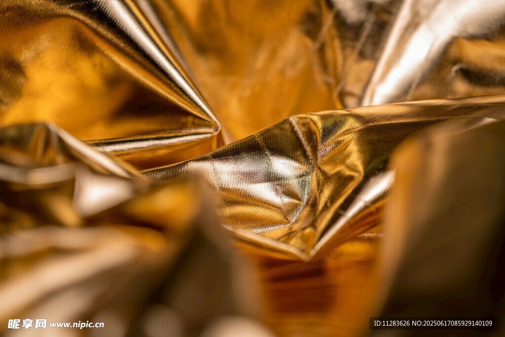 金色褶皺金屬箔紋理