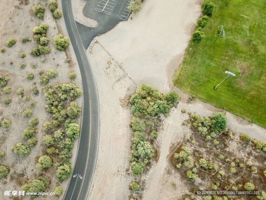 俯瞰蜿蜒公路與綠植景觀