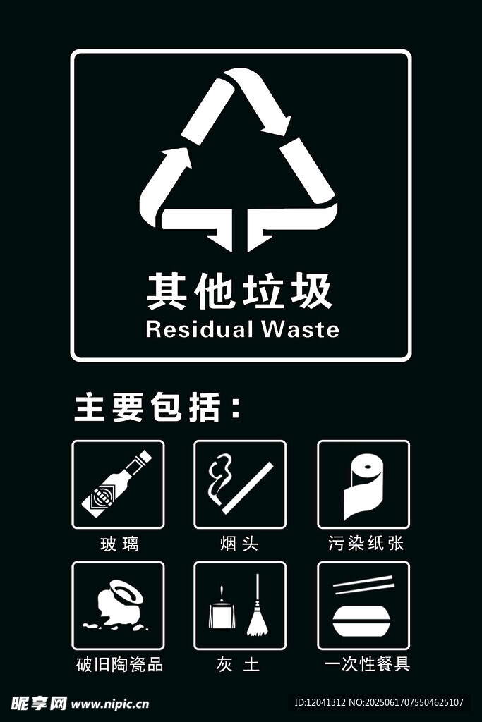 其他垃圾標(biāo)識及主要包括物