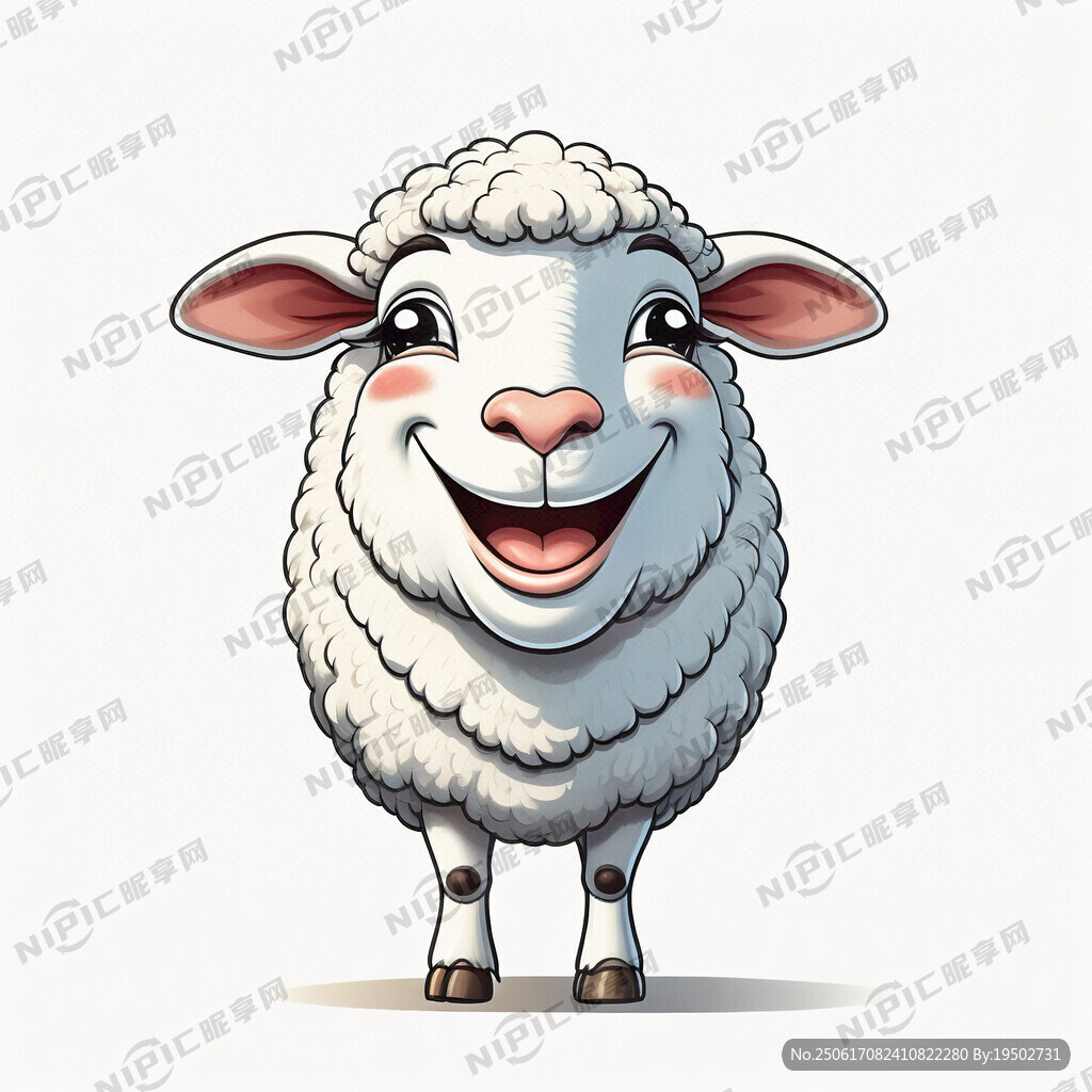 卡通羊 微笑  特寫(xiě)站立