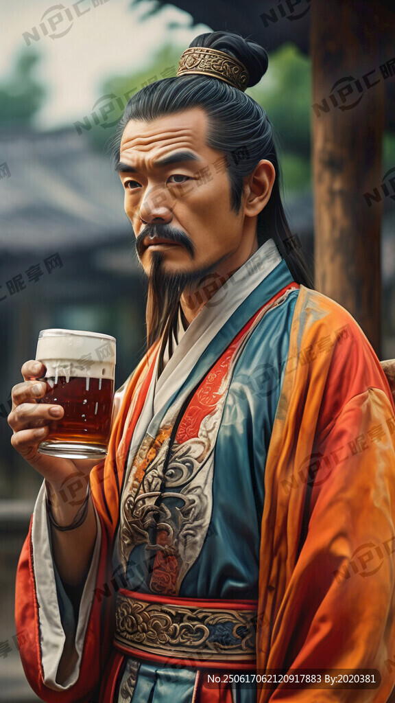 古代人物彩色復古半身像