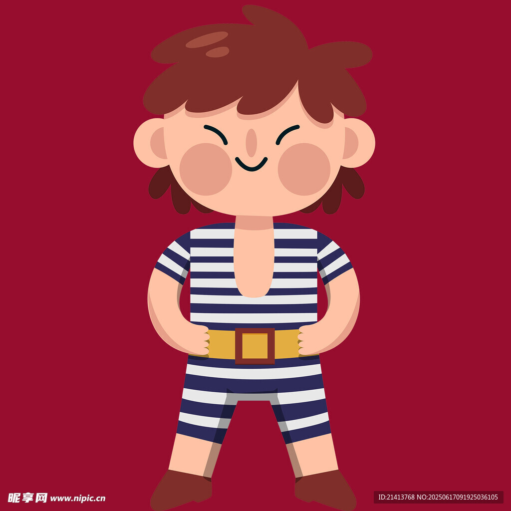 穿條紋服的開心小男孩