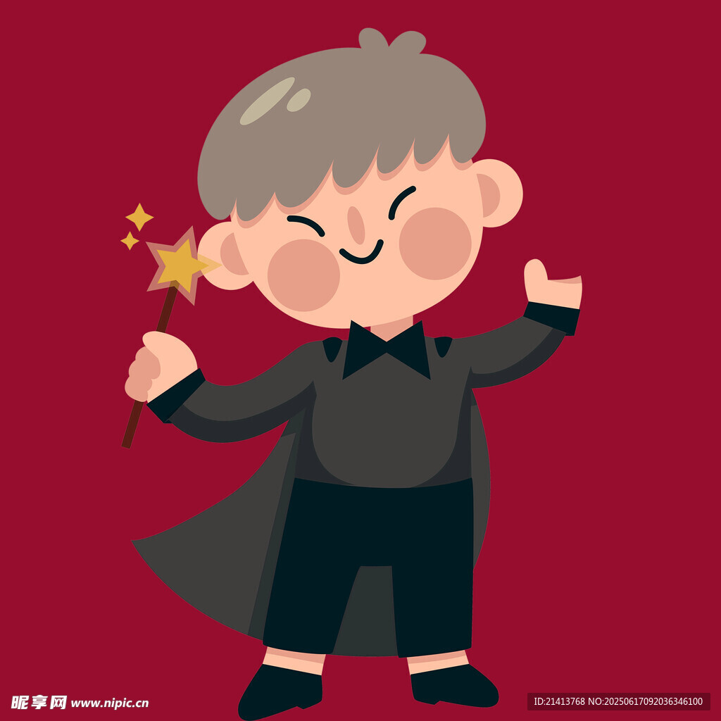 魔法小男孩手持星星魔杖