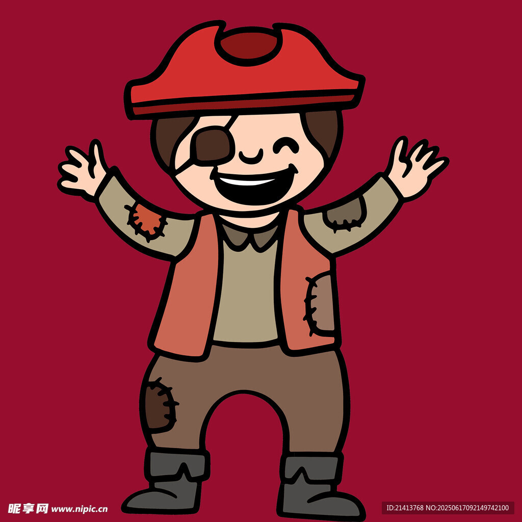 卡通海盜形象 笑容燦爛