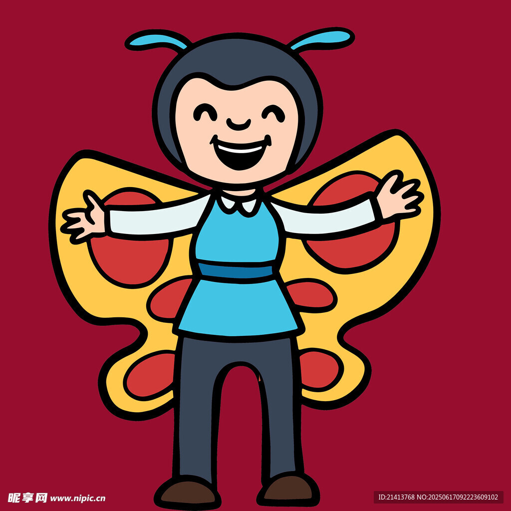 可愛蝴蝶裝扮的歡樂小孩