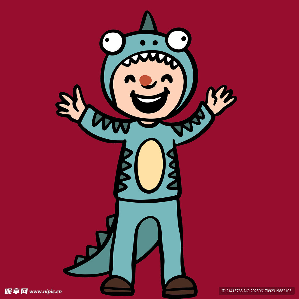 穿恐龍服開心笑的小朋友