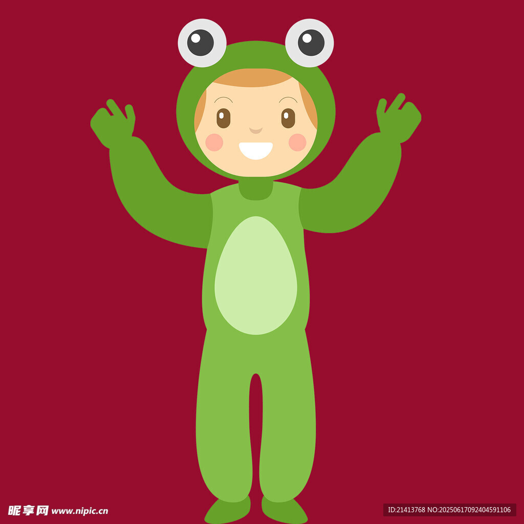 穿青蛙服的可愛小孩