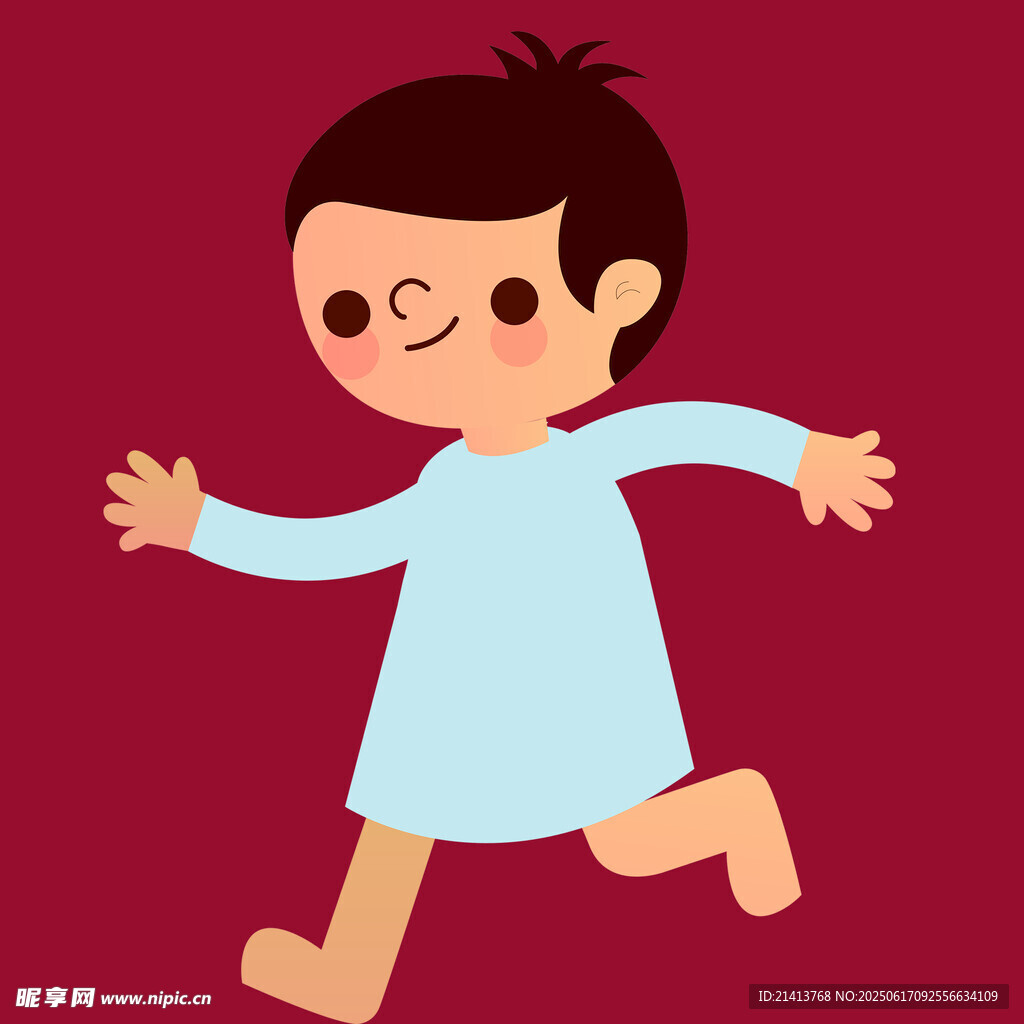 奔跑的可愛小孩