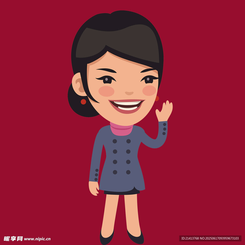 揮手微笑的職業女性